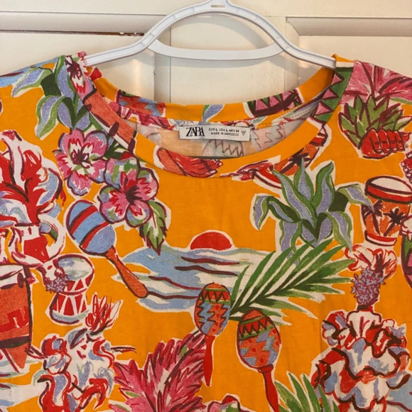 ZARA Tropical Dress with waist cutout maraca drum print 33695 - Picture 7 of 15